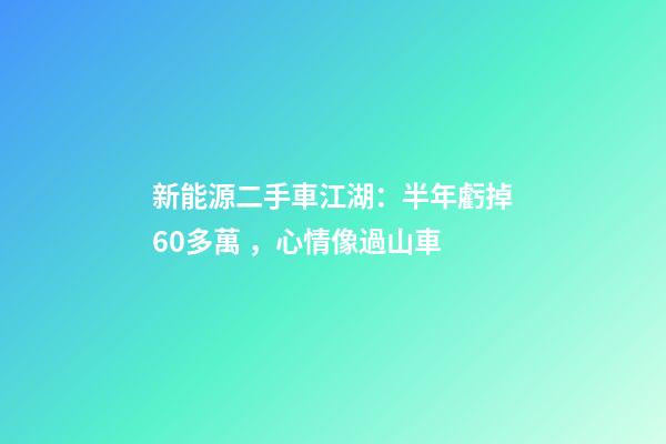 新能源二手車江湖：半年虧掉60多萬，心情像過山車